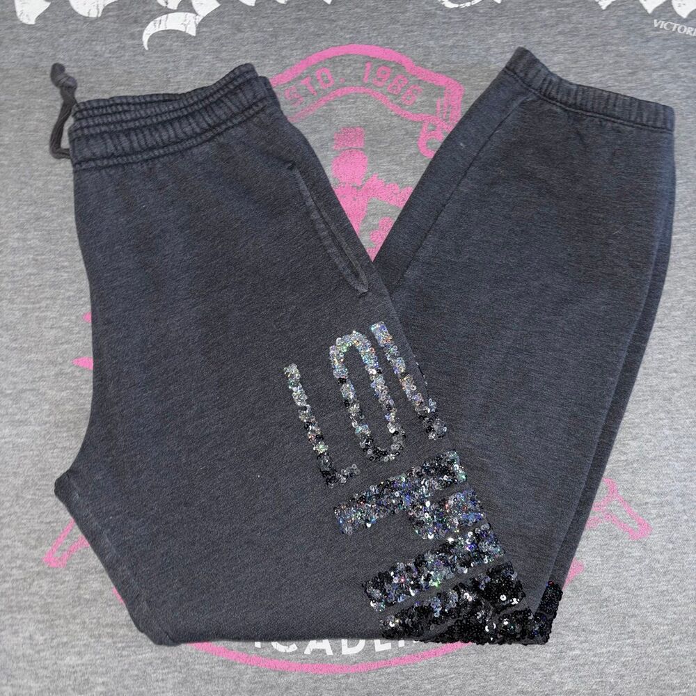 Victoria’s Secret PINK Fashion Show Ombre Sequin Bling Gray Sweatpants XS